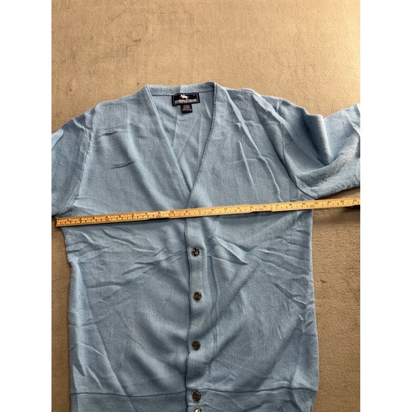 STEEPLECHASE Mens Large Blue V-Neck Button Front Cardigan Sweater L - Picture 4 of 6